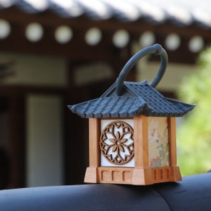 CUSTOM Mini Hanok Lamps- Miniature Korean House Environmentally friendly Mood Light, Personalized photo, Wooden Night Light, Requires 3 AAA