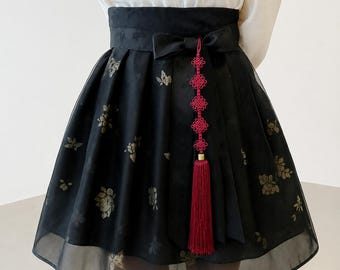 Norigae for Arirang Outfit - Korean Handmade Tassel Charm | Hanbok Accessory, Red, Purple, Silver