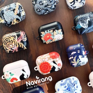 Korean Lucky Painting AirPod Case - Personalized Custom Name, Initials AirPod Pro, AirPod Case, Airpod, Keychain, Korean Tiger, Cat Minhwa