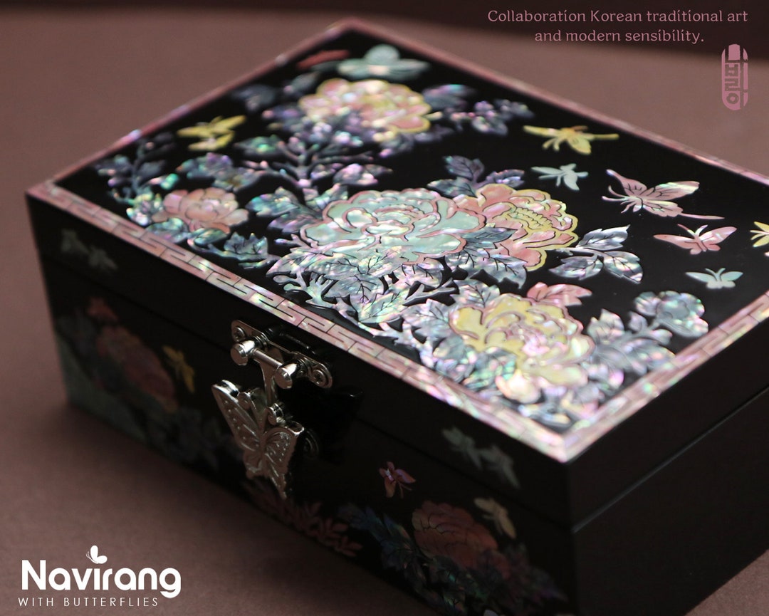 peony Her Eyes, Hotel Story BOX 01〜05 PEONY Jewelry Box - Small, Colorful, Black | Korean Traditional