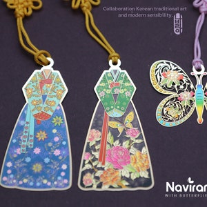 Buy One, Get 50% OFF/ Korean Traditional Hanbok Bookmark - Premium·High Quality 24K Gold Plated, Ilwol Obongdo, crane, ten longevity symbols