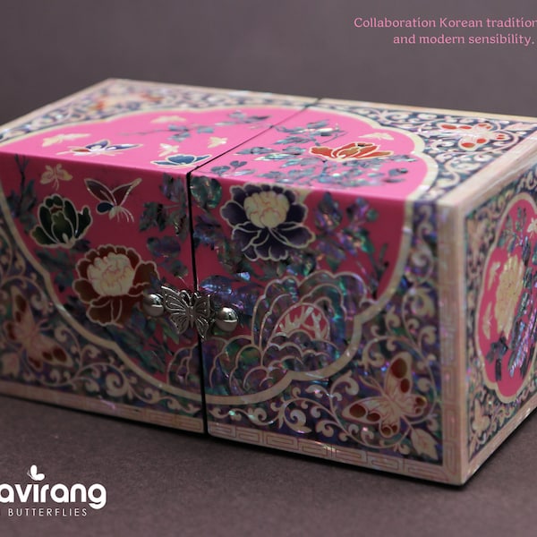 SECRET Jewelry Box - Rose Pink | Korean traditional mother-of-pearl, Premium Handmade, Gift for Mom, Girlfriend, Women