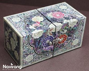 SECRET Jewelry Box - Aurora, Full Nacre | Korean traditional mother-of-pearl, Antique Deco, Premium Handmade, Gift for Mom, Girlfriend,Women
