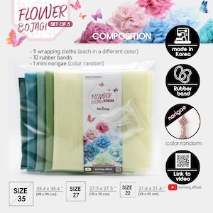 Flower Bojagi 5 set- Korean Tradition Wrapping Cloth, Handmade | Fabric Dohl Party Table Decor 돌 백일 image 11
