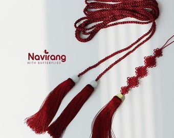Cintura coreana Norigae con nappe (rosso scuro) - 380 cm / 150" Corda extra lunga con nappe