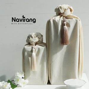 Gwangmok Bojagi Wrapping Kit - Korean Bojagi wrapping with Traditional Ribbon, Pastel tassel, Party Decor for Dolh Kit, Muslin, 돌, 백일, 보자기