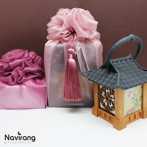 Wrapping Service with Flower Bojagi - Korean Mother of Pearl Jewelry Box, Korean Lamp