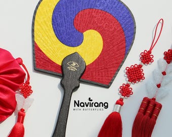 Traditional Korean Taegeuk Fan | Silk Hanbok Accessory, Art Fan