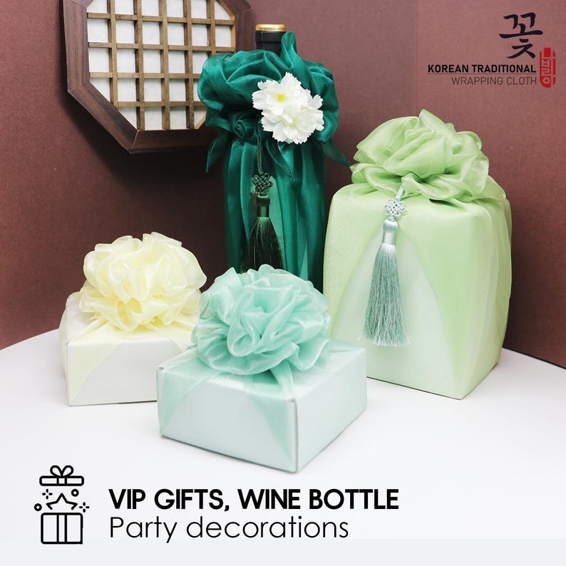 Flower Bojagi 5 set- Korean Tradition Wrapping Cloth, Handmade | Fabric Dohl Party Table Decor 돌 백일 image 18