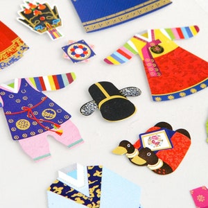 Korean Traditional Sticker - Buy One Get 50% OFF, Premium·High Quality Gold leaf stickers, Hahoe mask, Hanbok,