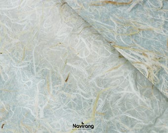 Full Mulberry Bark Unryu Paper- White / Handmade Korean Mulberry Paper - 25" x 37", 39gsm, Kozo Washi Paper, Paper with real Bark