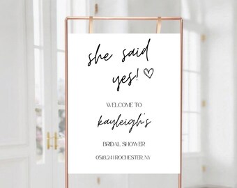 Bridal Shower Welcome Sign Template, Digital Bridal Shower Welcome Sign, Bridal Shower, Welcome Sign, She Said Yes Sign Template, CANVA