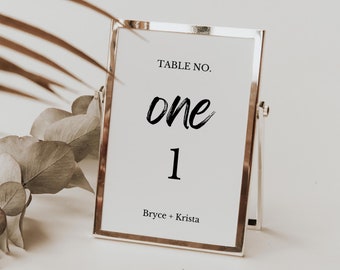 Wedding Table Number, Printable Wedding Table Number, Modern Wedding Table Number, Wedding Table Numbers Template