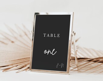 Table Numbers Template, Minimalist Table Numbers, Modern Table Numbers, Editable table Numbers, Black and White Table Numbers, Digital