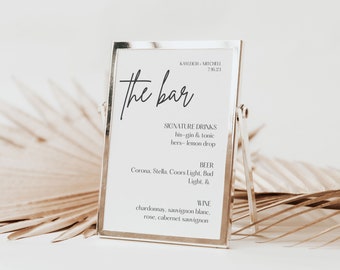 Wedding Bar Sign, Wedding Bar Sign Template, Printable, Modern Wedding Bar Sign, Minimalist Wedding Bar Sign