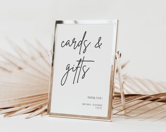 Wedding Cards & Gifts Sign Template, Printable Cards and gifts sign, 5 x 7 sign, Modern Wedding cards and gifts sign, Digital Wedding Cards