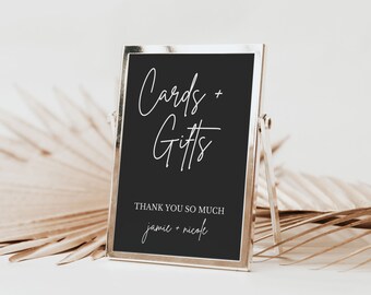 Cards and Gifts Sign Template, Wedding Cards and Gifts Sign, Printable Card and gifts sign, 5 x 7 sign, Wedding Sign, Modern Minimalist sign