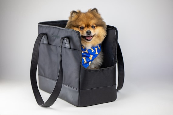 Leather Designer Dog Purse Carrier | Noir Dots