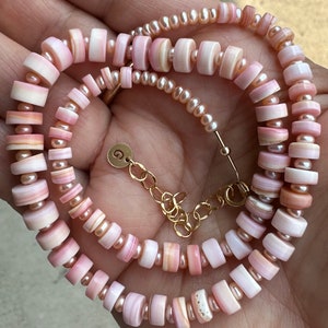 Handmade Queen Conch Shell Necklace with Pink Pearls