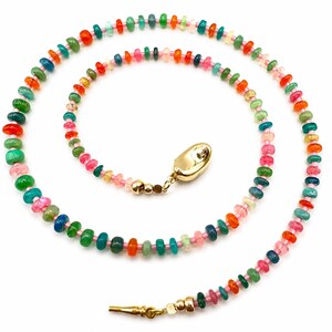 Dyed Ethiopian Opal Candy Necklace | Pink Seed Beads, Gold Filled Clasp