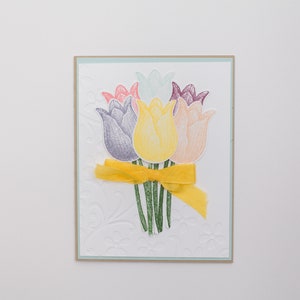 Handmade Mother’s Day Card: Tulip Bouquet (Personalization Available)