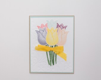 Handmade Mother’s Day Card: Tulip Bouquet (Personalization Available)