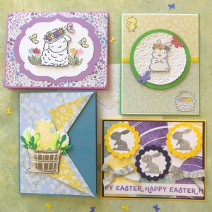 Set di 4 cartoline di Pasqua fatte a mano