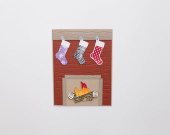 Holiday Card: Stockings over the Fireplace