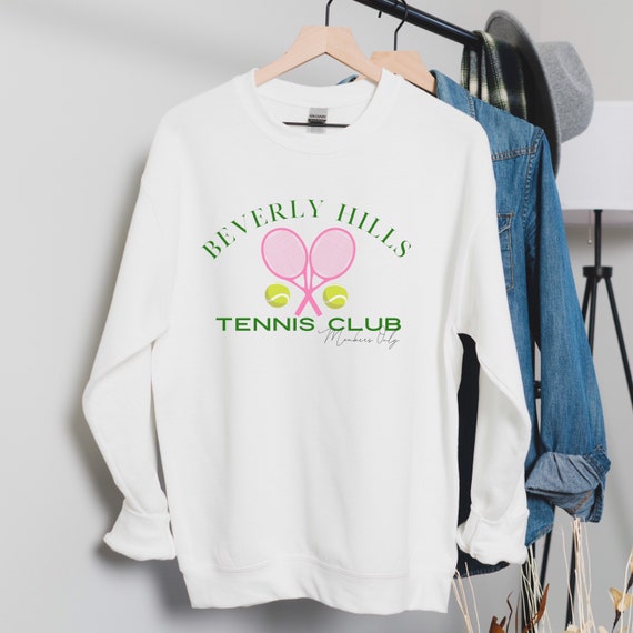 Beverly Hills Tennis Unisex Heavy Blend Crewneck Sweatshirt 90210 Tennis Retro Tennis logo