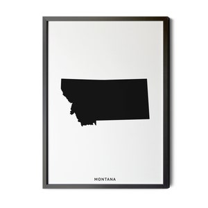 Montana Map, Black and White, Minimalist, Montana Wall Art, Map of Montana, Montana State Map, MT Map, Montana, Silhouette, Printable