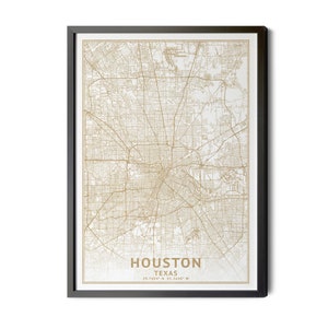 Houston Texas Map, High Resolution Real Gold Leaf Texture, Coordinates, Map of Houston, Houston TX, City Map, Perfect Details, Printable