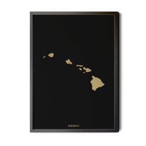 Hawaii Map, Black, Gold Foil Texture, Contemporary, Modern Map Art, Hawaii Wall Art, Hawaii State Map Art, Hawaii, Silhouette, Printable