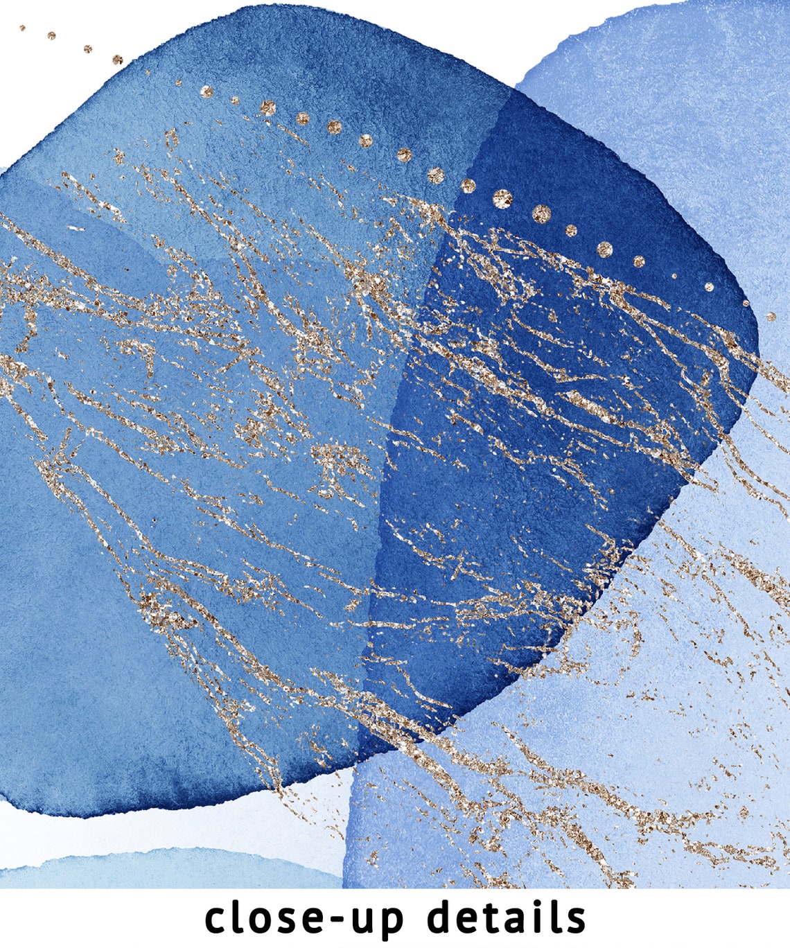 Abstract Art Print, Light Blue Wall Art, Gold Foil Texture, Watercolor ...