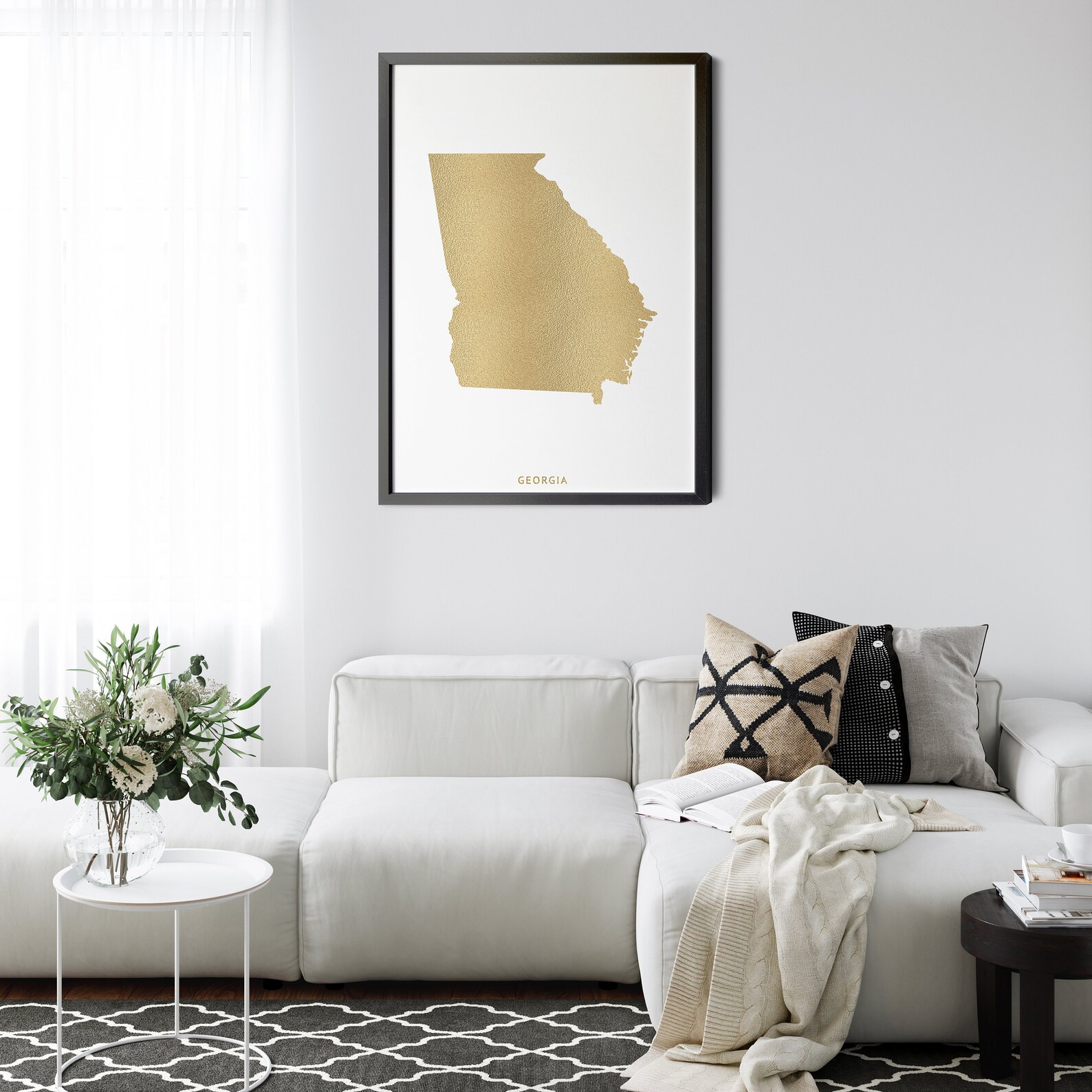 Georgia Map, Gold Foil Texture, Modern Map Art, Georgia Map Wall Art ...