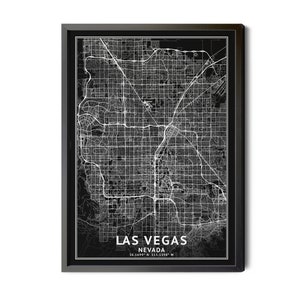 Las Vegas Nevada Map, Black and White, Inverted, Coordinates, Map of Las Vegas, Las Vegas NV, City Street Map, Perfect Details, Printable