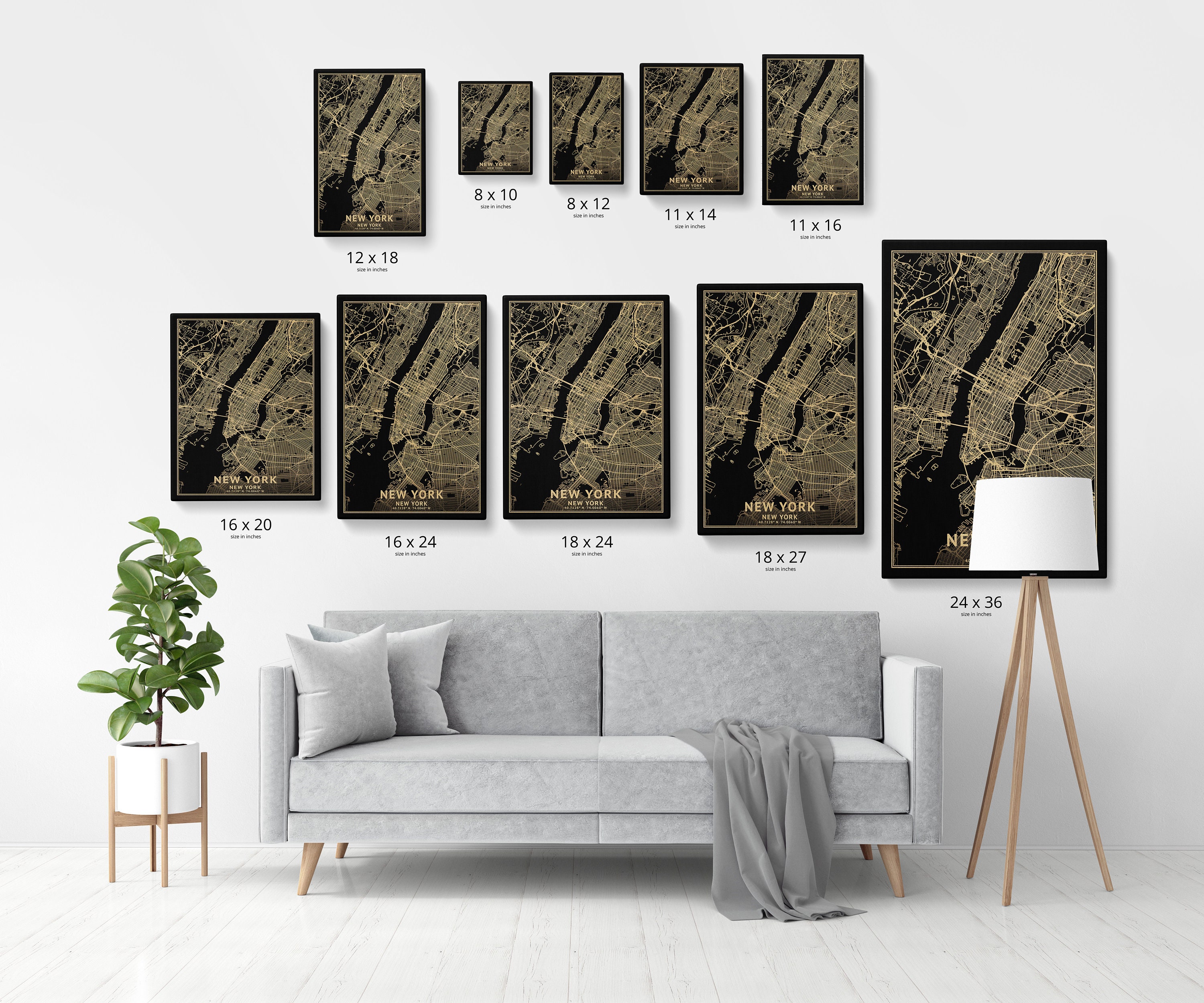 Freeport New York Map Black High Resolution Real Gold Leaf - Etsy