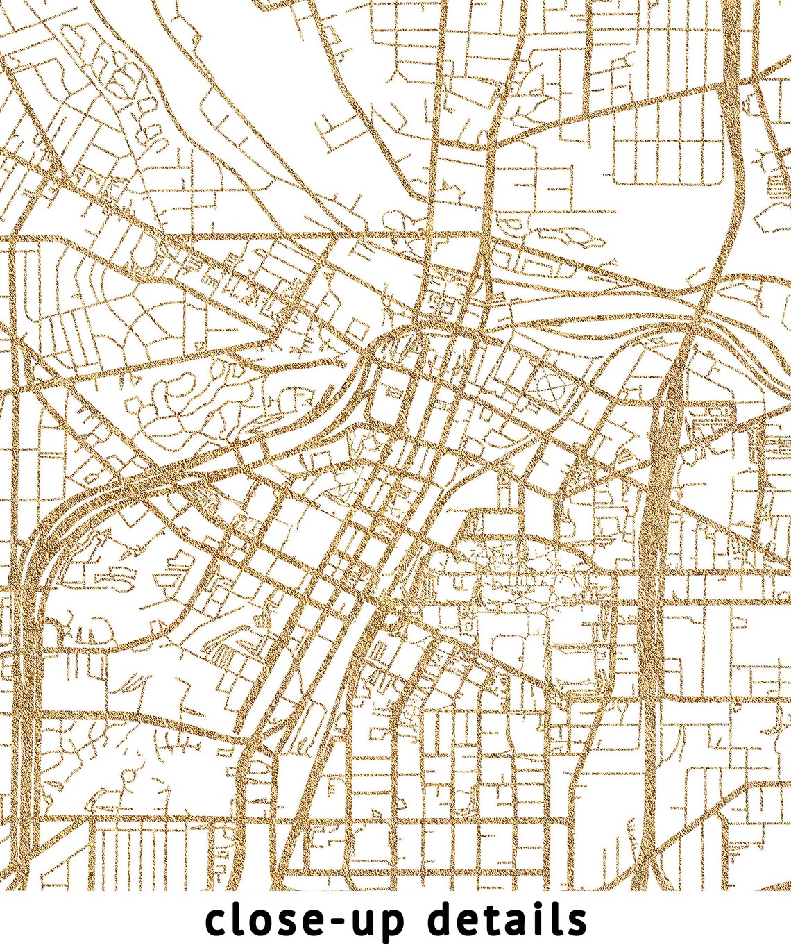 Akron Ohio Map High Resolution Real Gold Leaf Texture Etsy