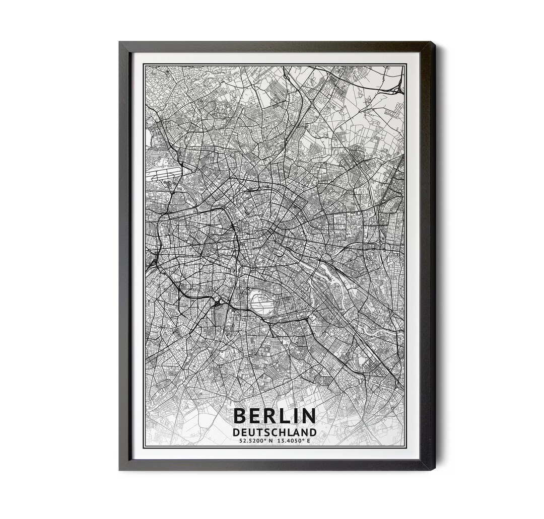 Berlin Germany Map, Berlin Deutschland Map, Black and White ...