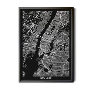 New York City Map, Black and White, Inverted, New York City Print, NY, NYC, Map Poster, Map of New York, Manhattan Print, Printable