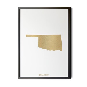 Oklahoma Map, Gold Foil Texture, Oklahoma Wall Art, Oklahoma Poster, Map of Oklahoma, Oklahoma State Map, OK Map, Silhouette, Printable