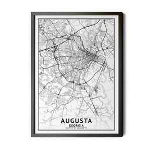 Augusta Georgia Map, Black and White, Coordinates, Map of Augusta, Augusta GA, Map Art, City Street Map, Perfect Details, Printable