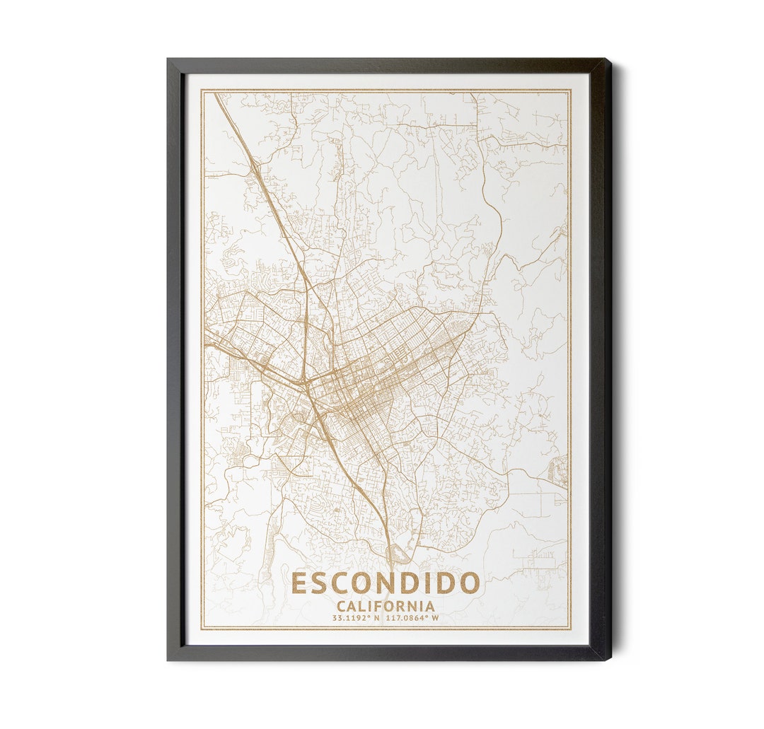 Escondido California Map High Resolution Real Gold Leaf - Etsy