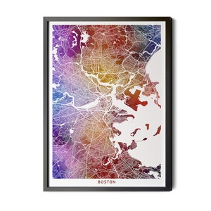 Boston Map, Watercolor, Boston Massachusetts Map Art, Map of Boston, Boston Poster, Boston Canvas, Boston Map Wall Art, City Map, Printable