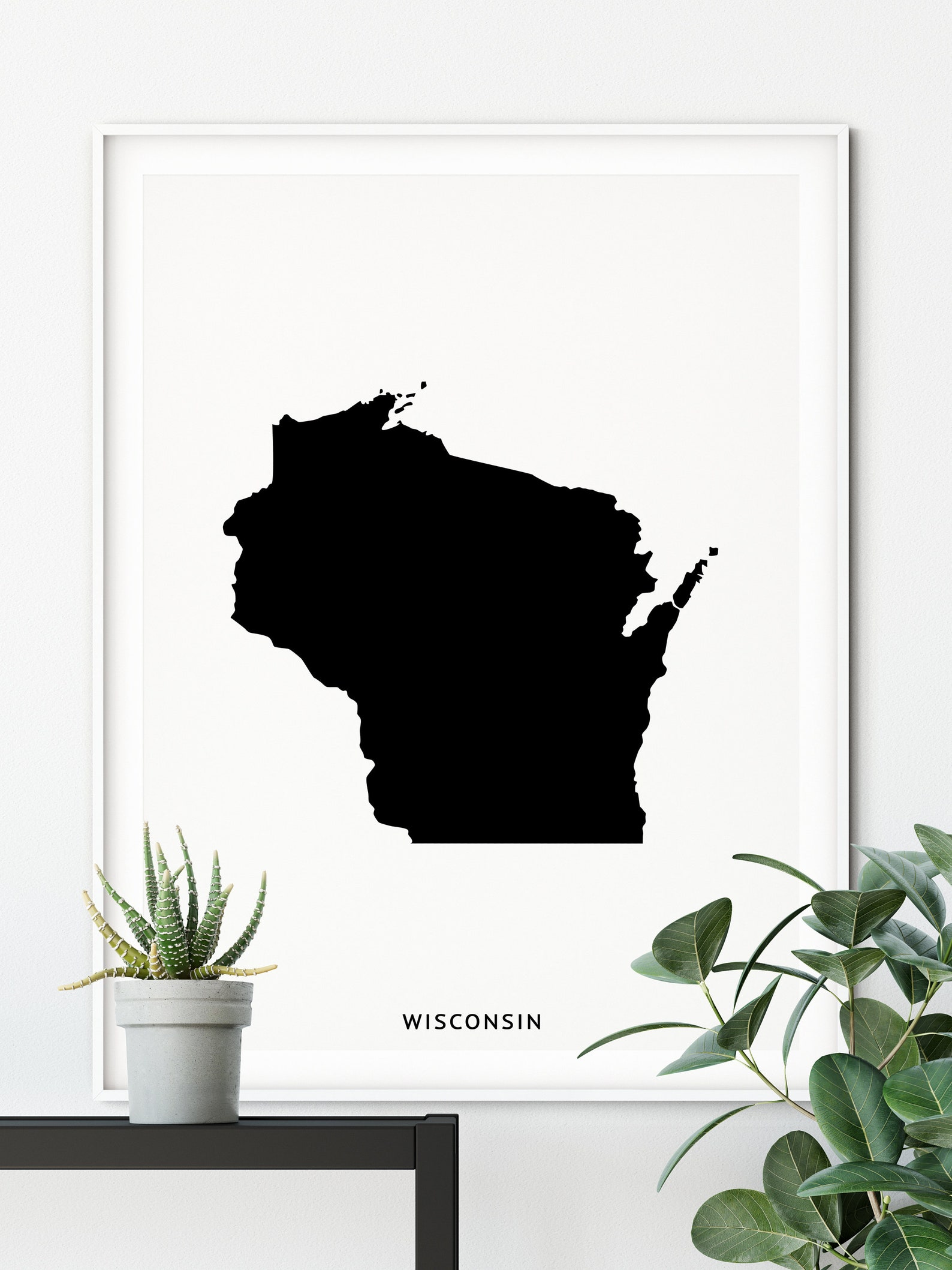 Wisconsin Map, Black and White, Minimalist, Wisconsin Wall Art ...