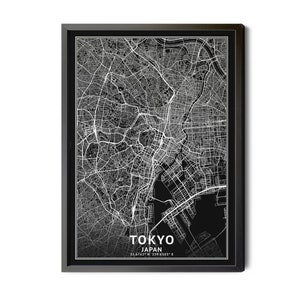 Tokyo Japan Map, Black and White, Inverted, Coordinates, Map of Tokyo, Tokyo JPN, City Street Map, Map Art, Perfect Details, Printable