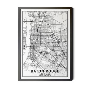 Baton Rouge Lousiana Map, Black and White, Coordinates, Map of Baton Rouge, Baton Rouge LA, Map Art, City Map, Perfect Details, Printable