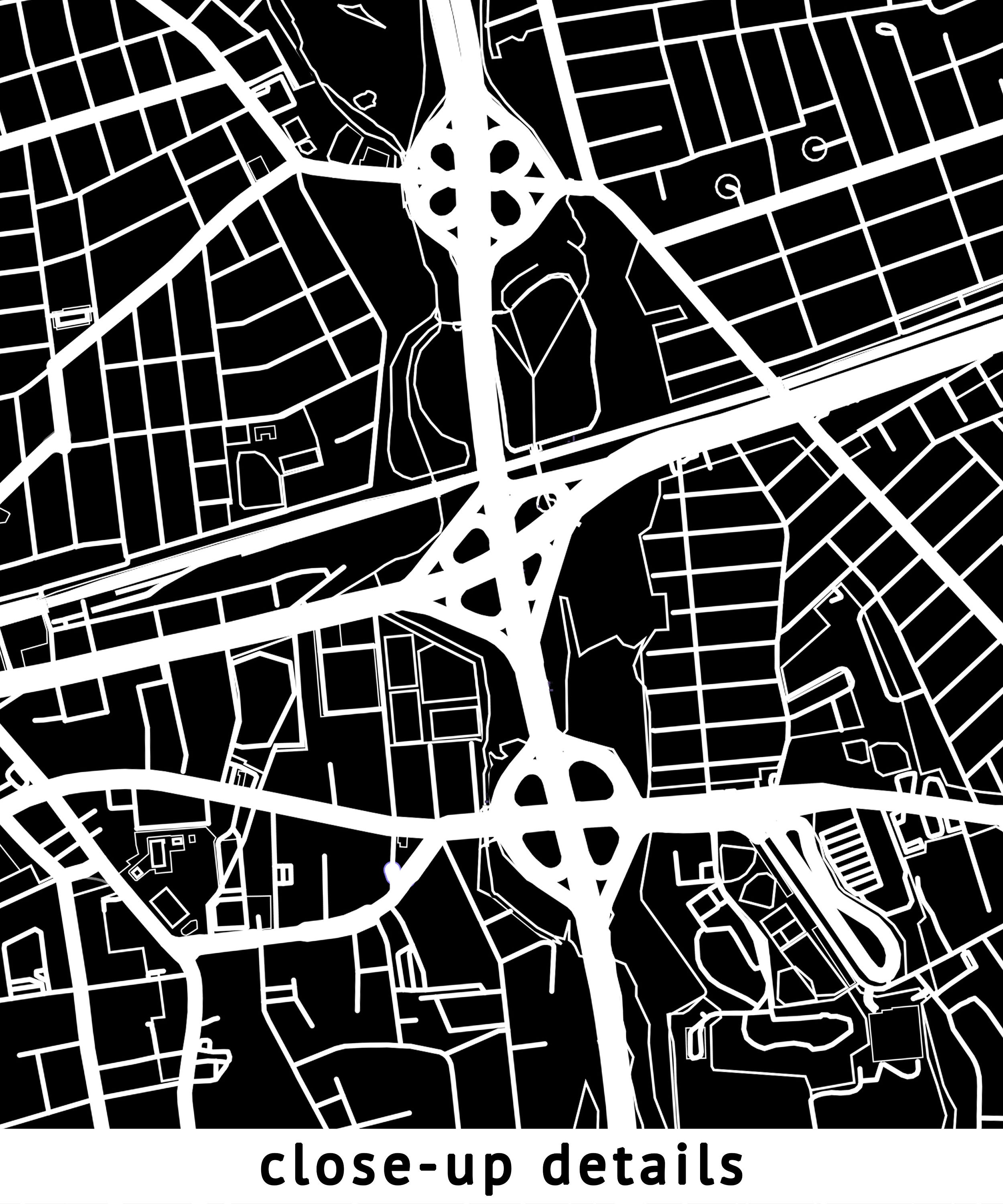 Freeport New York Map, Black and White, Inverted, Coordinates, Map of
