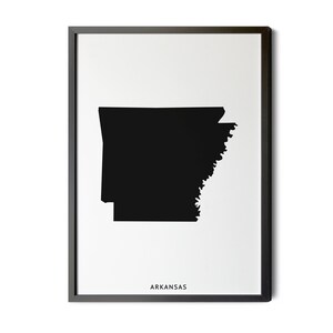 Arkansas Map, Black and White, Minimalist, Arkansas Wall Decor, AR Map, State Map Art, Map Wall Art, Silhouette, Printable Map