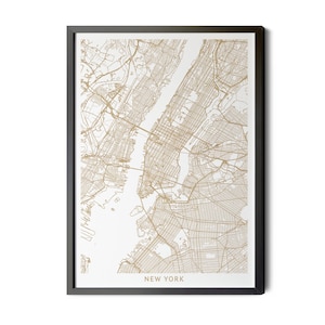 New York City Map, High Resolution Real Gold Leaf Texture, New York City Poster, Map of New York, New York, Modern Map Art, Printable