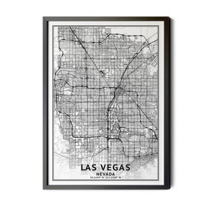 Las Vegas Nevada Map, Black and White, Coordinates, Map of Las Vegas, Las Vegas NV, City Street Map, Map Art, Perfect Details, Printable